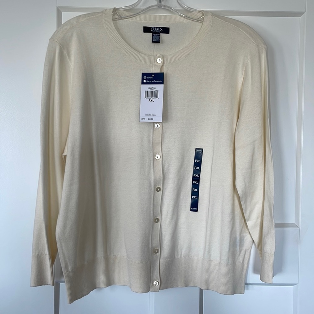 Chaps Petite XL Cream Sweater with 3/4 length sleeves